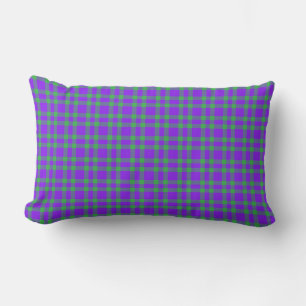 Purple Green Plaid Pattern Lumbar Pillow