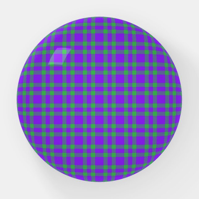 Purple Green Plaid Pattern Paperweight (Front)
