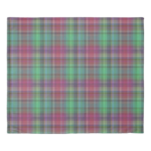 Purple Green Plaid Reversible Country Duvet Cover (Front)
