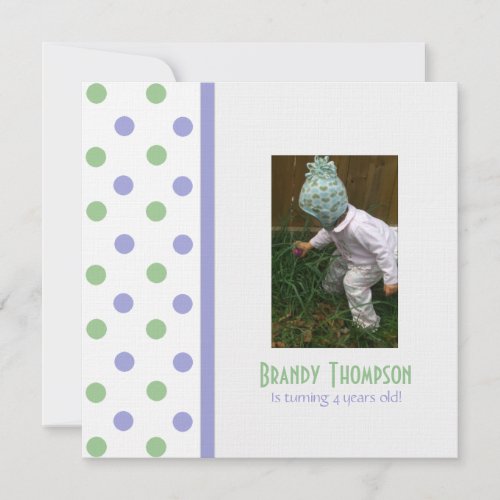 Purple &amp; Green Polka Dot Party Invitation