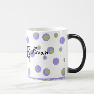 Purple Green Polka Dots Monogrammed Color Morph Mug