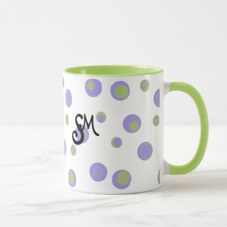 Purple Green Polka Dots Monogrammed