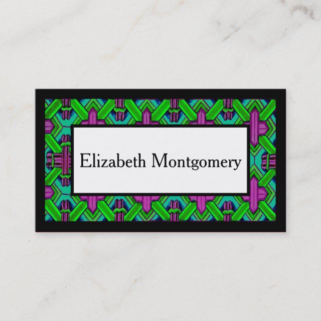 Purple & Green Professional Business Card (Front)