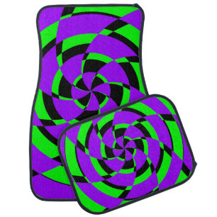 Purple Green Psychedelic Modern Art Car Floor Mats