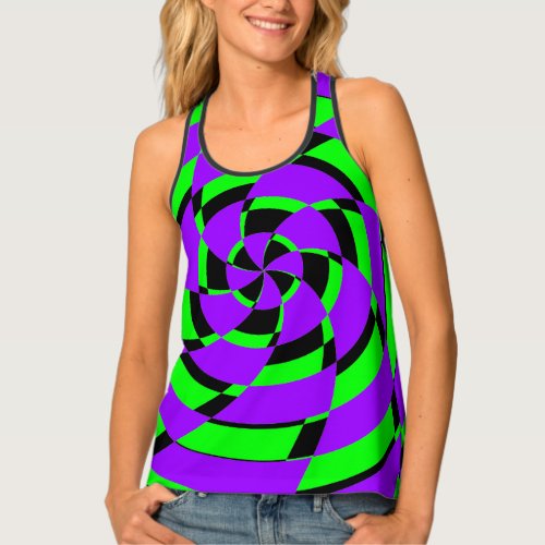 Purple Green Psychedelic Swirl Modern Art Tank Top