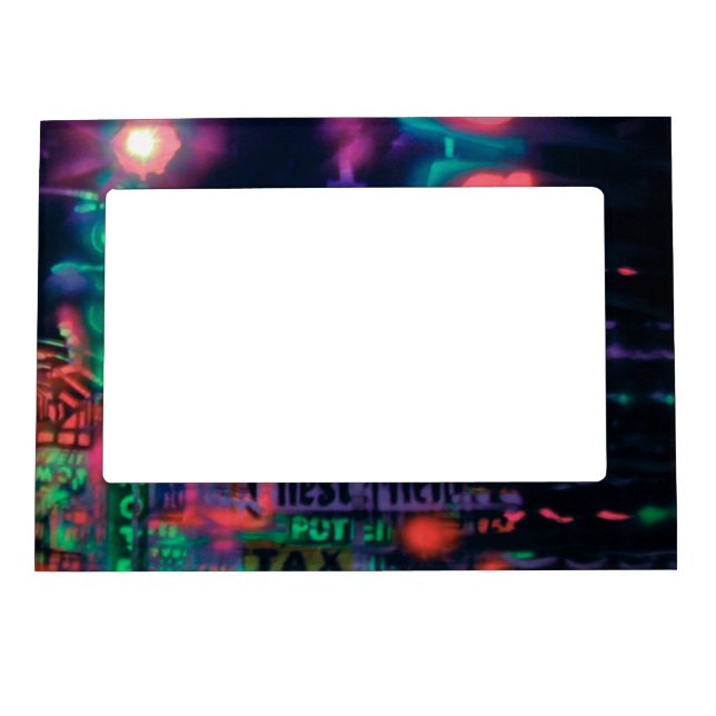 Purple Green Red Abstract Neon Lights Medley Magnetic Frame (Front)