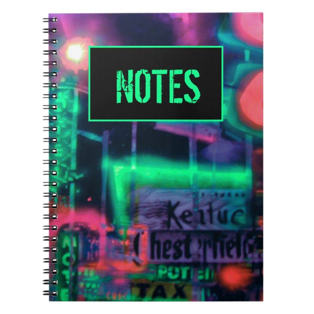 Purple Green Red Abstract Neon Lights Medley Notebook (Front)