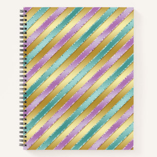 PURPLE & GREEN RIBBON LOOK PATTERNS NOTEBOOK