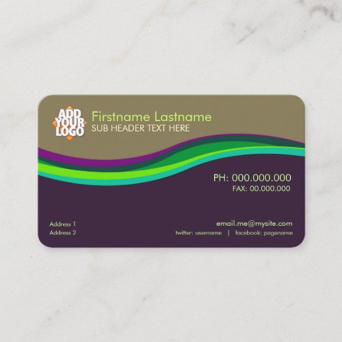 Purple Green Ribbons Business Card