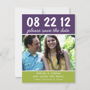 Purple & Green Save The Date Announcements by AllyJCat at Zazzle