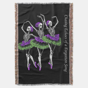 Purple Green Skeleton Ballerina Tumbler Throw Blanket