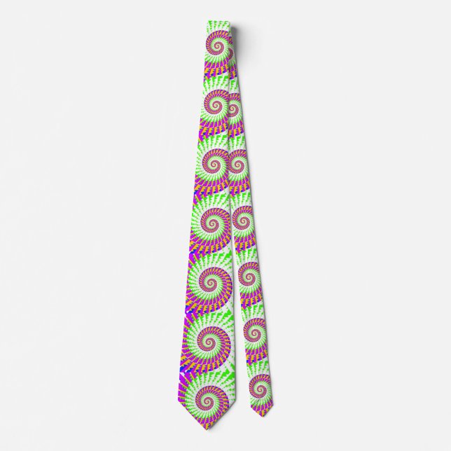 Purple Green Spiral Neck Tie (Front)