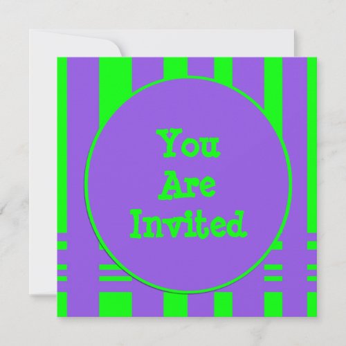 purple green stripe party invitations