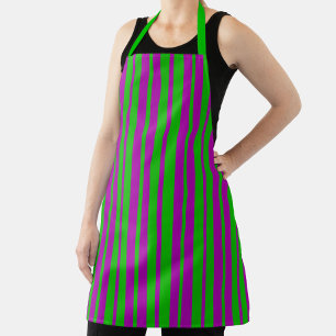 Purple Green Stylish Stripes Pattern Design Apron