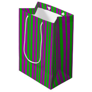 Purple Green Stylish Stripes Pattern Design  Medium Gift Bag