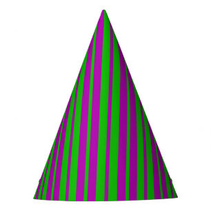 Purple Green Stylish Stripes Pattern Design Party Hat