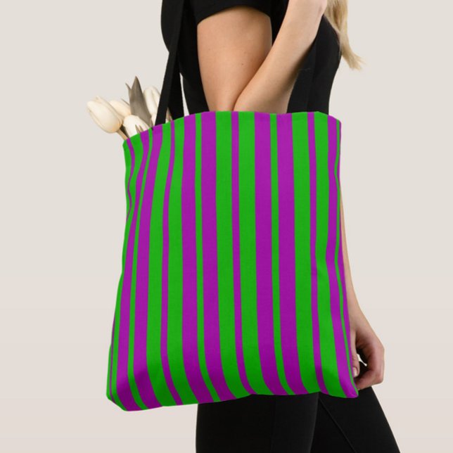 Purple Green Stylish Stripes Pattern Design  Tote Bag (Creator Uploaded)