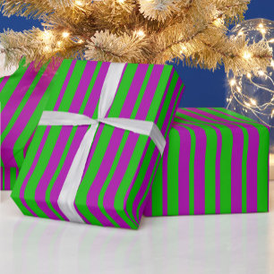 Purple Green Stylish Stripes Pattern Design  Wrapping Paper