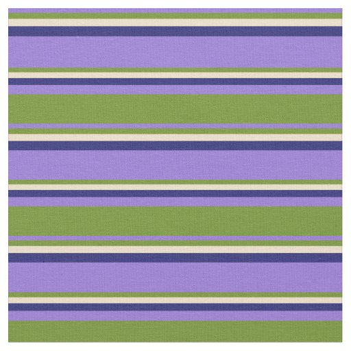 Purple, Green, Tan & Midnight Blue Lines Fabric