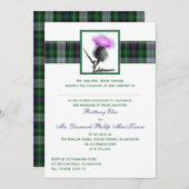 Purple Green Tartan Thistle Evening Wedding Invite (Front/Back)