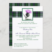 Purple Green Tartan Thistle Wedding Invitation (Front/Back)