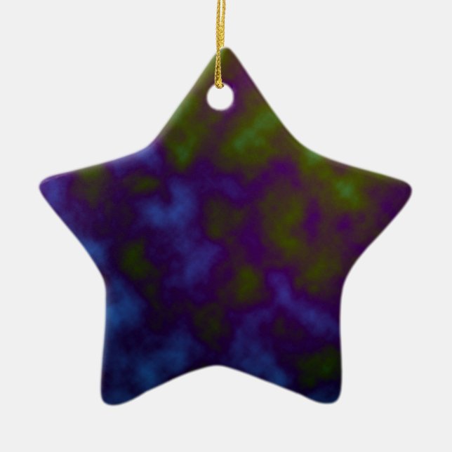 purple green tie dye art ceramic ornament (Front)