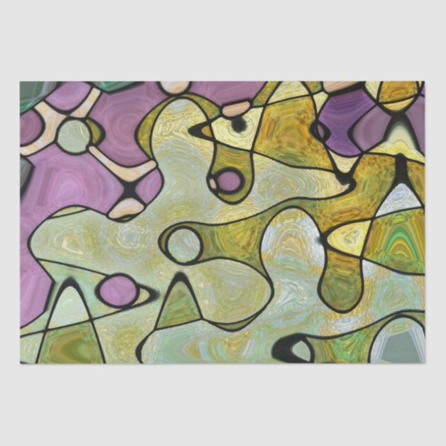 Purple green tissue colors circles abstract swirls paper (Front)