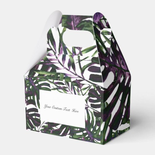 Purple Green Tropical Palm Leaves Island Wedding  Favor Boxes