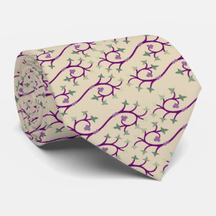 Purple & Green Vine Design Tie