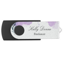 Purple green watercolor leaves