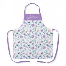 Purple Green Watercolor Wildflower Custom Name