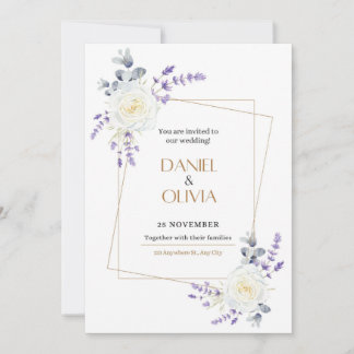 Purple Green White Classic Invitation