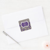 Purple, Green, White Damask Wedding Sticker (Envelope)