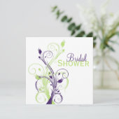 Purple Green White Floral Bridal Shower Invitation (Standing Front)