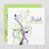 Purple Green White Floral Bridal Shower Invitation (Front/Back)