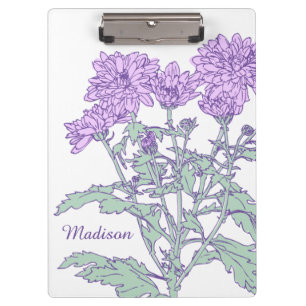 Purple green white floral clipboard