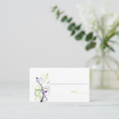 Purple Green White Floral Place Cards (Standing Front)