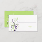 Purple Green White Floral Place Cards (Front/Back)