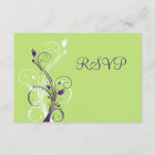 Purple Green White Floral RSVP Card