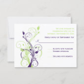 Purple Green White Floral RSVP Card (Back)