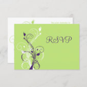 Purple Green White Floral RSVP Card (Front/Back)