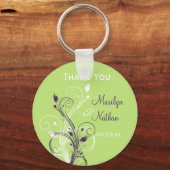 Purple Green White Floral Wedding Favor Key Chain (Front)
