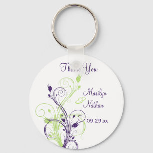 Purple Green White Floral Wedding Favor Key Chain
