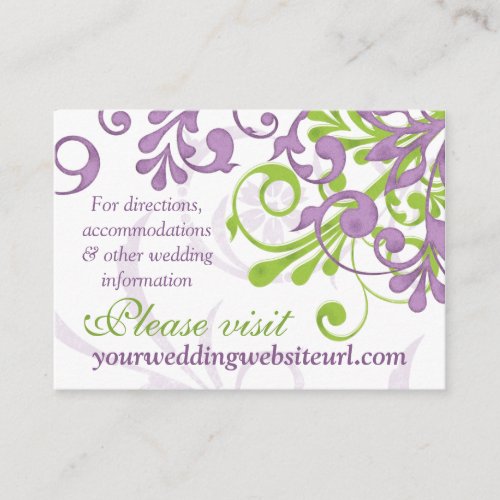 Purple Green White Floral Wedding Website Insert Business Card Templates