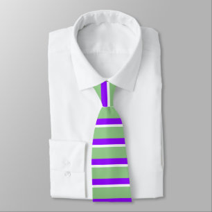 Purple Green White Geometric Stripes Neck Tie