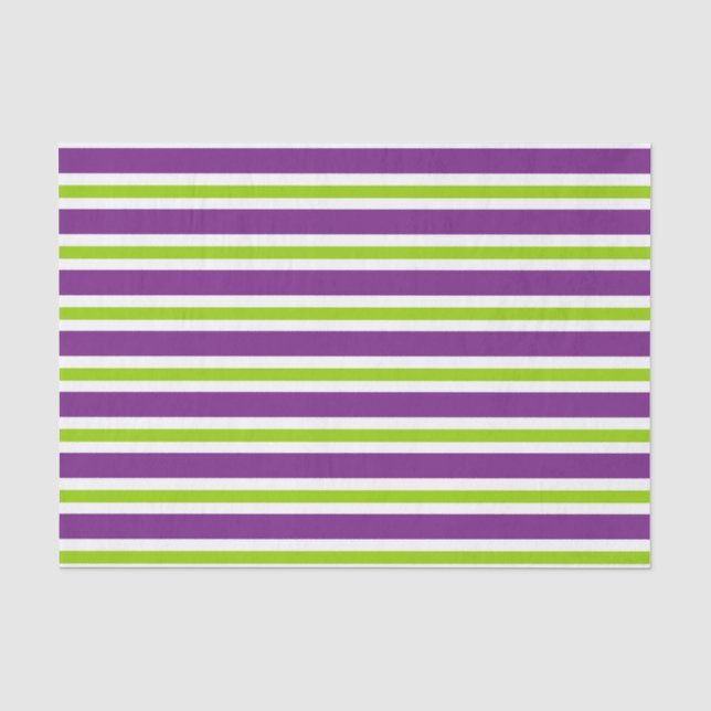 PURPLE GREEN WHITE HALLOWEEN STRIPES TISSUE PAPER (Front)
