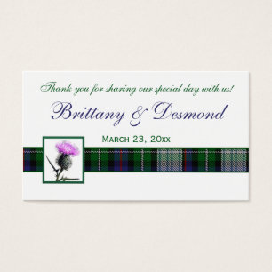 Purple, Green, White Tartan and Thistle Favor Tag