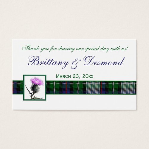 Purple Green White Tartan and Thistle Favor Tag