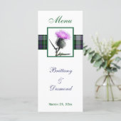 Purple, Green, White, Tartan and Thistle Menu Card (Standing Front)