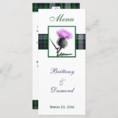 Purple, Green, White, Tartan and Thistle Menu Card (Front/Back)